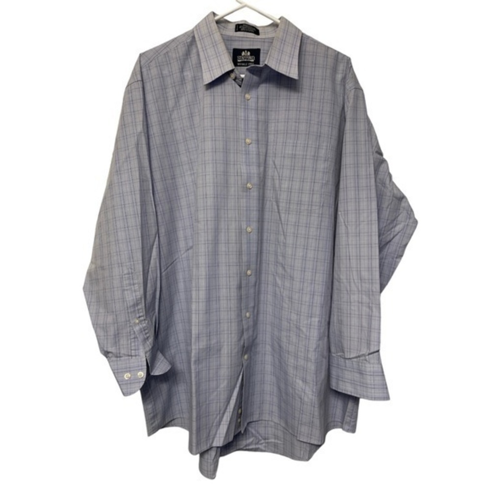 Stafford Light Blue Wrinkle Free Button Down Dress Shirt Size 18 GUC #5627